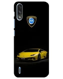 Чохол для Motorola E7 Power з картинкою «Lamborghini жовтий акцент»