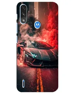 Чохол для Motorola E7 Power з картинкою «Lamborghini червоний дим»