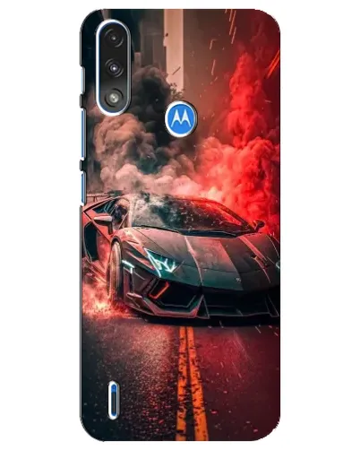Чохол для Motorola E7 Power з картинкою «Lamborghini червоний дим»