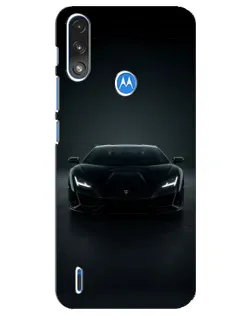 Чохол для Motorola E7 Power з картинкою «Чорний Lamborghini Aventador»
