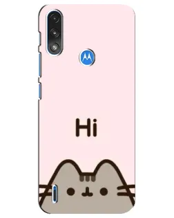 Чехол для Motorola E7 Power с картинкой «Пушин говорит Hi»