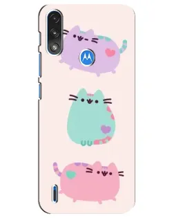 Чехол для Motorola E7 Power с картинкой «Pusheen трио»