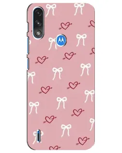 Чохол для Motorola E7 Power з картинкою «Серця та банти»