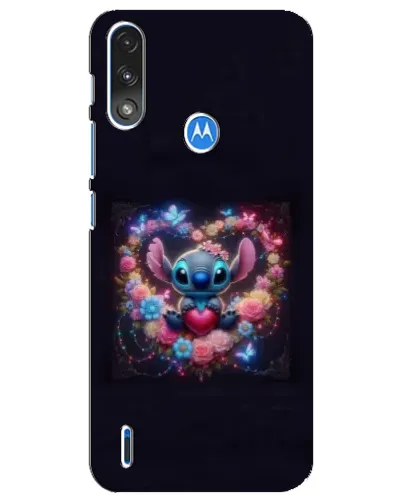 Чехол для Motorola E7 Power с картинкой «Stitch в цветах» Чехол для Motorola E7 Power с картинкой «Stitch в цветах»