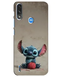 Чехол для Motorola E7 Power с картинкой «Стич на коричневом фоне»