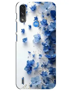 Чехол для Motorola E7 Power с картинкой «Голубой цветочный каскад»