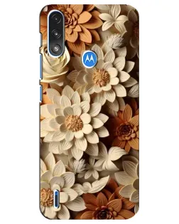 Чехол для Motorola E7 Power с картинкой «Бежевый флористический декор»
