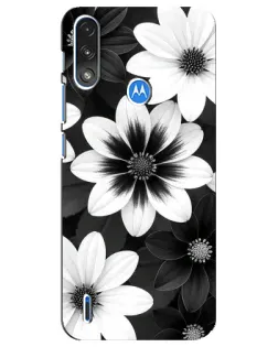 Чехол для Motorola E7 Power с картинкой «Монохромные астры»