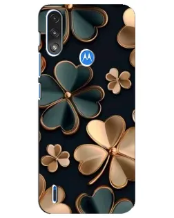 Чехол для Motorola E7 Power с картинкой «Клевер в золоте»