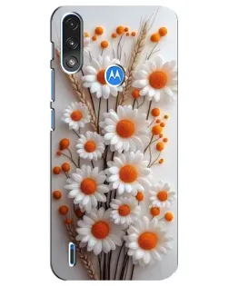 Чехол для Motorola E7 Power с картинкой «Белые сухоцветы»