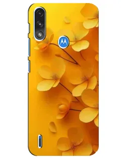 Чехол для Motorola E7 Power с картинкой «Золотые лепестки»