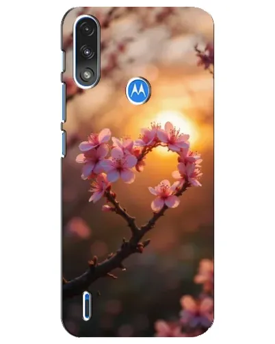Чехол для Motorola E7 Power с картинкой «Розовый цвет сердце на фоне заката» Чехол для Motorola E7 Power с картинкой «Розовый цвет сердце на фоне заката»