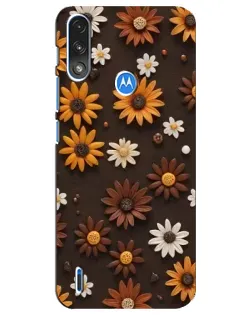 Чехол для Motorola E7 Power с картинкой «Узор из маленьких подсолнухов»