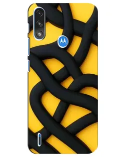Чохол для Motorola E7 Power з картинкою «Чорне жовте переплетення»