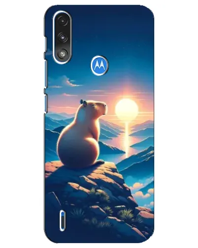 Чохол для Motorola E7 Power з картинкою «Захід сонця з капібарою»