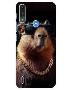 Чохол для Motorola E7 Power з картинкою «Капібара золотий ланцюг»