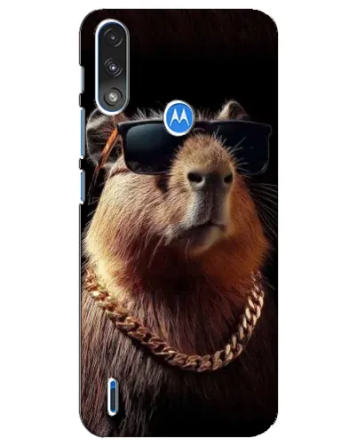 Чохол для Motorola E7 Power з картинкою «Капібара золотий ланцюг»