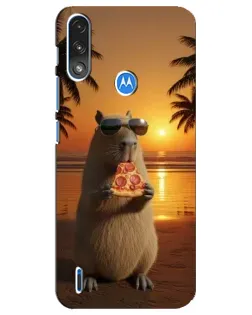 Чохол для Motorola E7 Power з картинкою «Капібара з піцою»