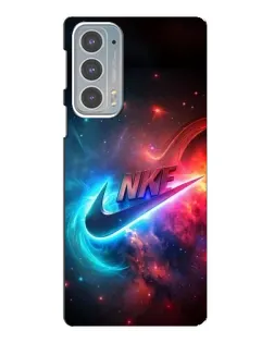 Чехол для Motorola Edge 20 с картинкой «Огненный логотип Nike»