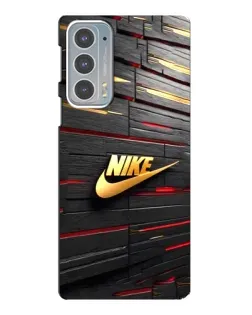 Чехол для Motorola Edge 20 с картинкой «Золотой Nike на металле»