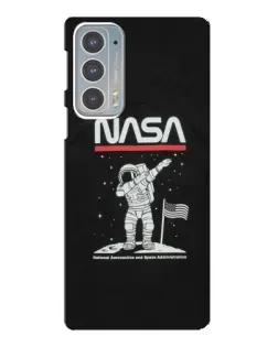 Чехол для Motorola Edge 20 с картинкой «NASA — шагаем по Луне»