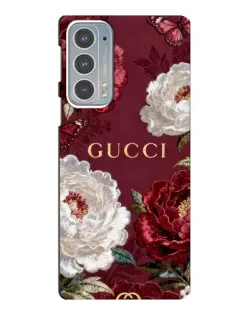 Чохол для Motorola Edge 20 з картинкою «Gucci — бордові троянди»