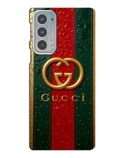 Чохол для Motorola Edge 20 з картинкою «Gucci — фірмова смуга та золото»