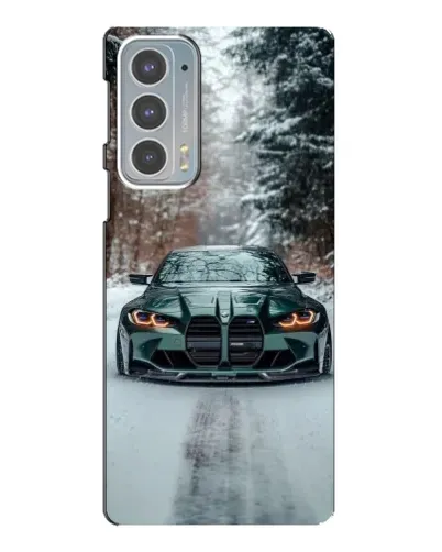 Чехол для Motorola Edge 20 с картинкой «BMW в зимнем лесу»