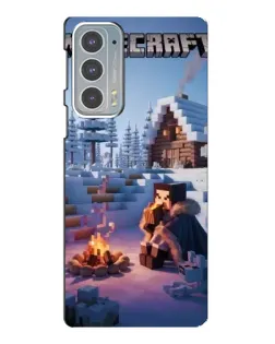 Чехол для Motorola Edge 20 с картинкой «Зимний Minecraft»