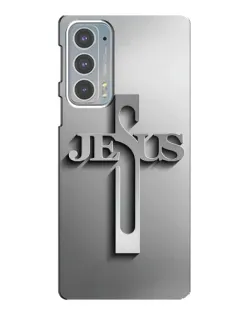 Чохол для Motorola Edge 20 з картинкою «Металевий хрест Jesus»