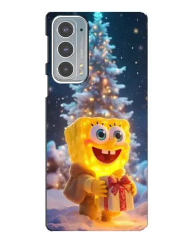 Чехол для Motorola Edge 20 с картинкой «Рождественский Спанч Боб»