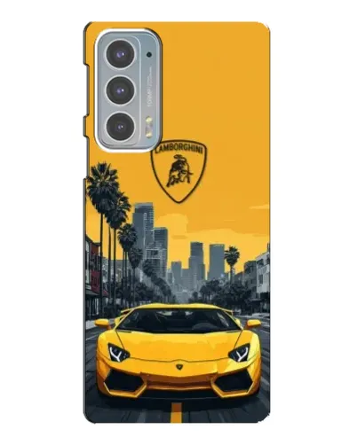 Чехол для Motorola Edge 20 с картинкой «Желтый Lamborghini город»