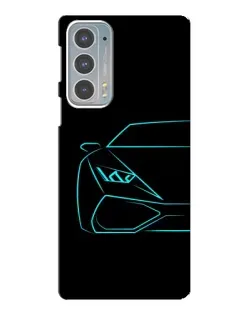 Чехол для Motorola Edge 20 с картинкой «Голубой силуэт Lamborghini»
