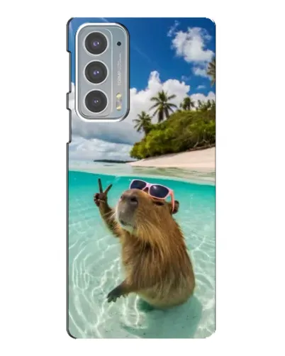 Чехол для Motorola Edge 20 с картинкой «Капибара на море»