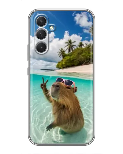 Чехол для Motorola Edge 30 Pro с картинкой «Капибара на море»
