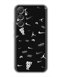 Чехол для Motorola Edge 30 с картинкой «Nike Black Pattern»
