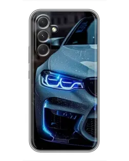 Чехол для Motorola Edge 30 с картинкой «Взгляд BMW с синими фарами»