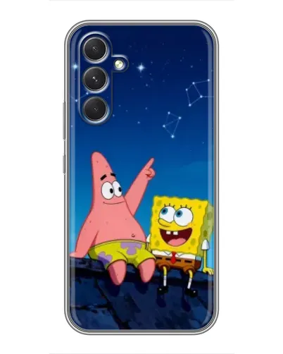 Чохол для Motorola Edge 30 з картинкою «Губка Боб та Патрік вночі»