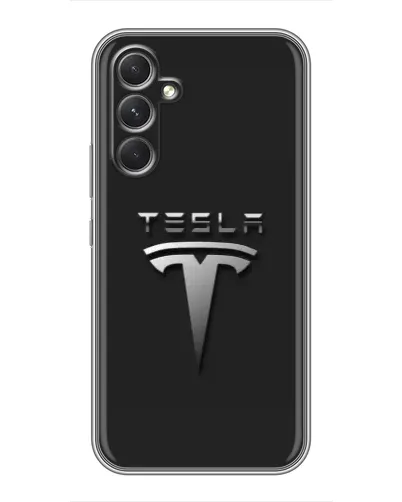 Чохол для Motorola Edge 30 з картинкою «Сталевий логотип Tesla»