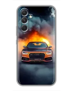 Чехол для Motorola Edge 30 с картинкой «Audi в огненном дыму»