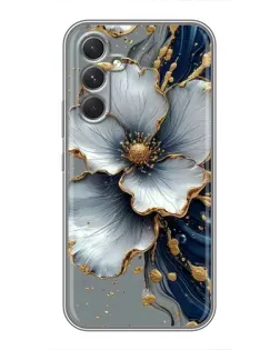 Чехол для Motorola Edge 30 с картинкой «Белый цветок и золотой флюид»