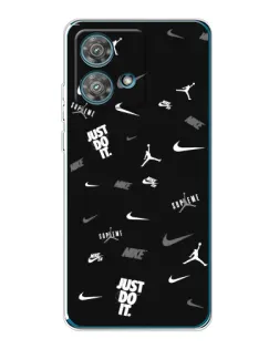 Чехол для Motorola Edge 40 Neo с картинкой «Nike Black Pattern»