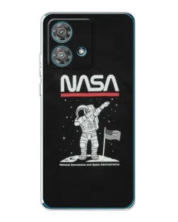 Чехол для Motorola Edge 40 Neo с картинкой «NASA — шагаем по Луне»