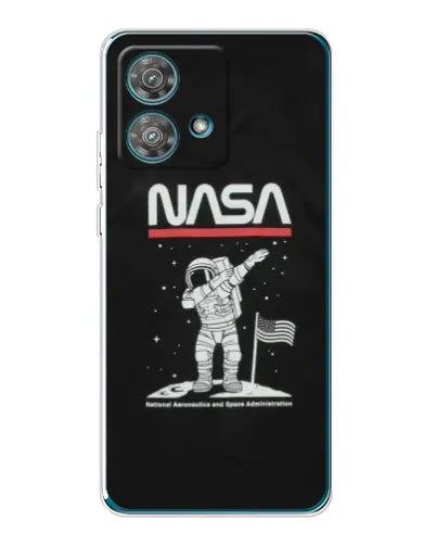 Чехол для Motorola Edge 40 Neo с картинкой «NASA — шагаем по Луне»