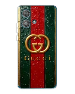 Чехол для Motorola Edge 40 Neo с картинкой «Gucci — фирменная полоса и золото» Чехол для Motorola Edge 40 Neo с картинкой «Gucci — фирменная полоса и золото»