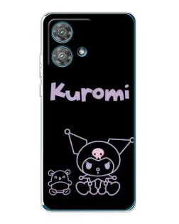 Чехол для Motorola Edge 40 Neo с картинкой «Kuromi — черный минимализм»
