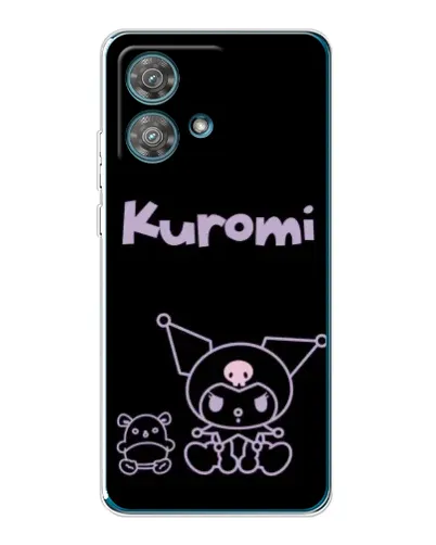 Чехол для Motorola Edge 40 Neo с картинкой «Kuromi — черный минимализм»
