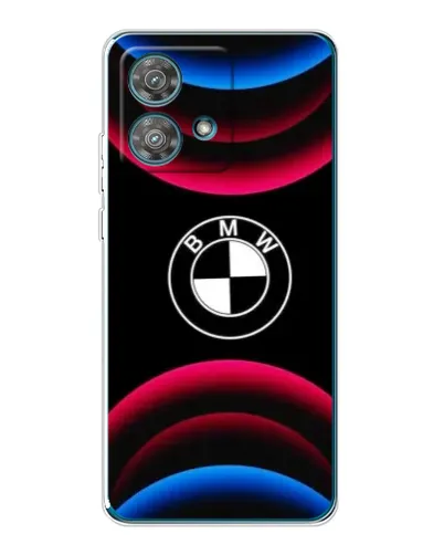 Чехол для Motorola Edge 40 Neo с картинкой «Логотип BMW и неоновые дуги»