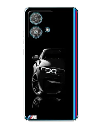 Чехол для Motorola Edge 40 Neo с картинкой «Силуэт BMW в темноте»