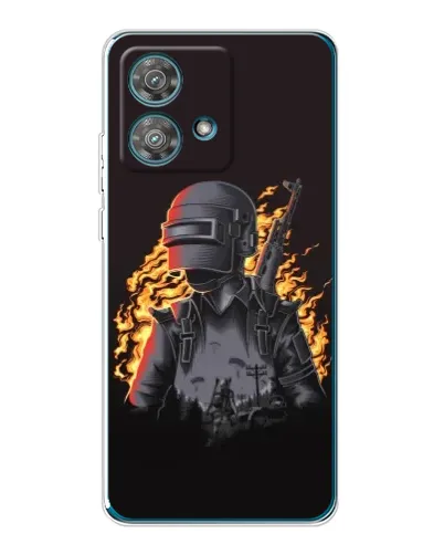 Чехол для Motorola Edge 40 Neo с картинкой «PUBG — огненный силуэт»